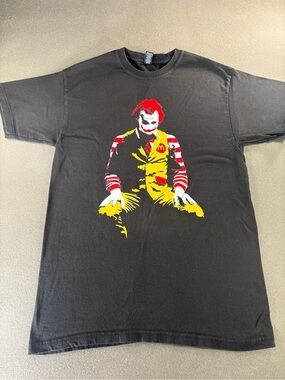 Joker As RONALD McDONALD Black T-Shirt Size Adult M